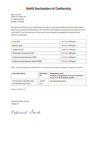 5FT Nema 5-15P to IEC 60320 C13 15A 125V - Yellow ROHS Document