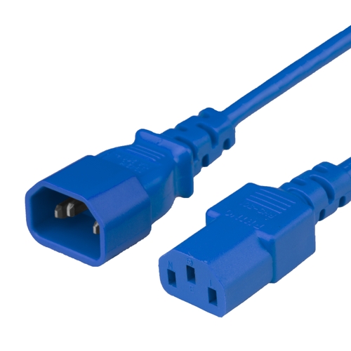 3FT C13 C14 10A 250V BLUE 18/3 SJT  Power Cord