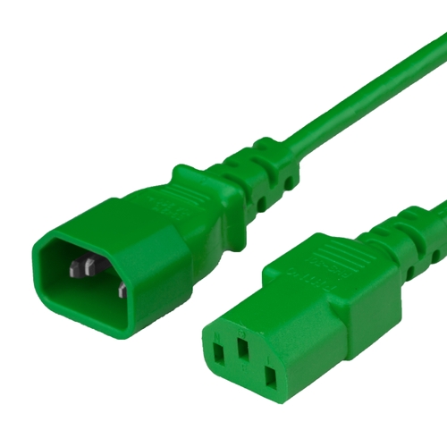 8FT C13 C14 10A 250V GREEN 18/3 SJT  Power Cord