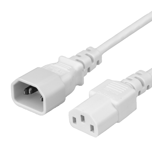 1FT C13 C14 10A 250V 18/3 SJT WHITE Power Cord