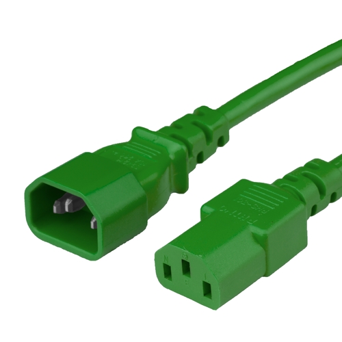 6FT C13 C14 15A 250V GREEN Power Cord