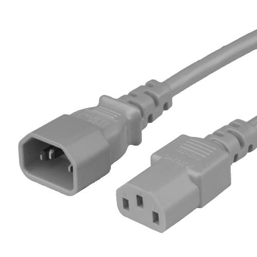 2.5FT C13 C14 15A 250V GRAY Power Cord