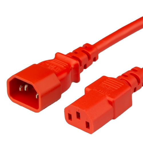 15FT C13 C14 15A 250V RED Power Cord