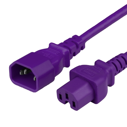 3FT C15 C14 15A 250V 14/3 SJT PURPLE Power Cord