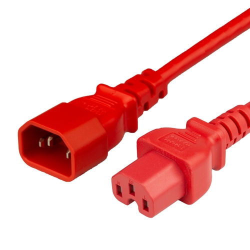 15FT C15 C14 15A 250V 14/3 SJT RED Power Cord