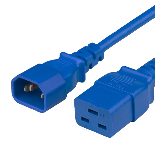 15FT IEC60320 C14 to C19 15A 250V 14awg SJT Power Cord - BLUE