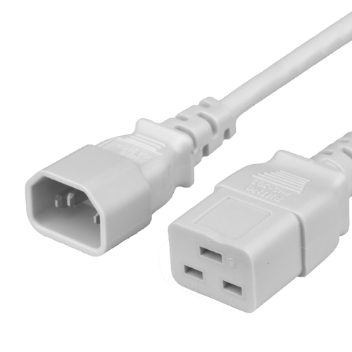 2FT IEC60320 C14 to C19 15A 250V 14awg SJT Power Cord - WHITE