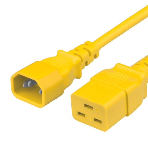1FT IEC60320 C14 to C19 15A 250V 14awg SJT Power Cord - YELLOW