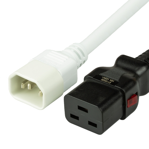 12FT A-Lock C19 C14 15A 250V WHITE Power Cord