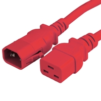 Red 15A P-Lock C14 C19 Power Cords | Colored Data Center Power Cords
