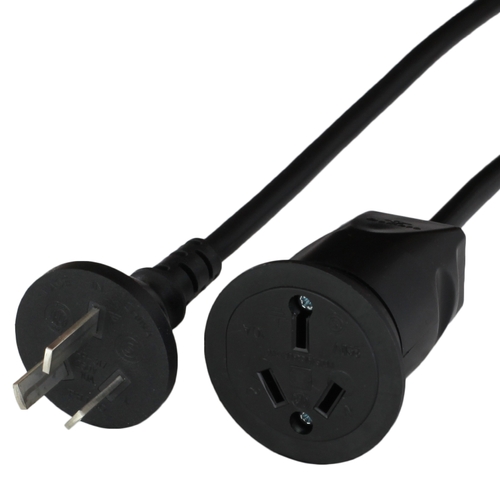 1m Argentina IRAM2073 10A 250V Extension Cord BLACK Front.jpg