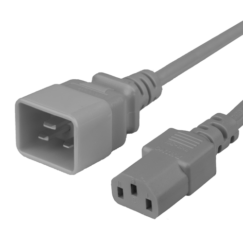 4FT C13 C20 15A 250V GRAY Power Cord