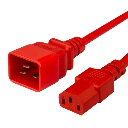 7FT C13 C20 15A 250V RED Power Cord