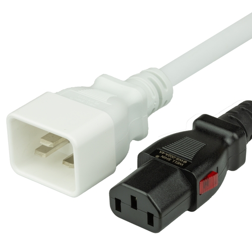 12FT A-Lock C13 C20 15A 250V WHITE Power Cord
