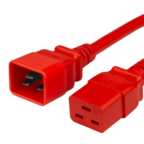 1FT C19 C20 20A 250V RED Power Cord