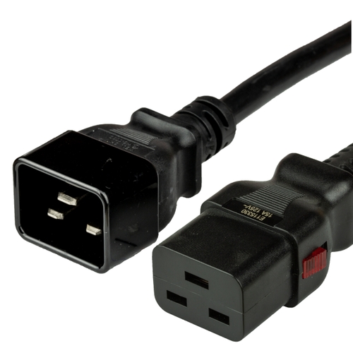 3FT A-Lock C19 C20 15A 250V BLACK Power Cord