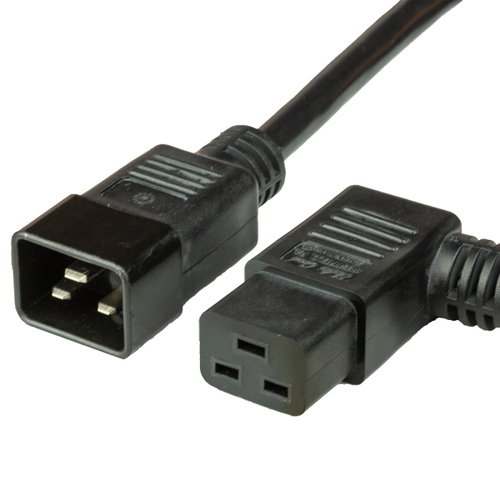 15FT IEC60320 C20 to C19 LEFT ANGLE 12awg-3c SJTOW Power Cord - BLACK