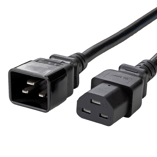 3FT IEC60320 C20 to C21 20A 250V 12awg SJT Power Cord - BLACK