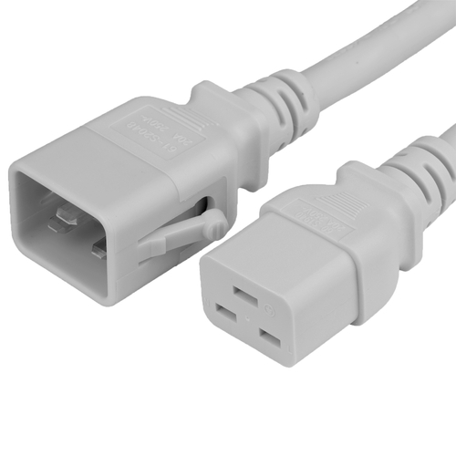 6FT C19 C20 P-Lock 20A 250V WHITE Power Cord