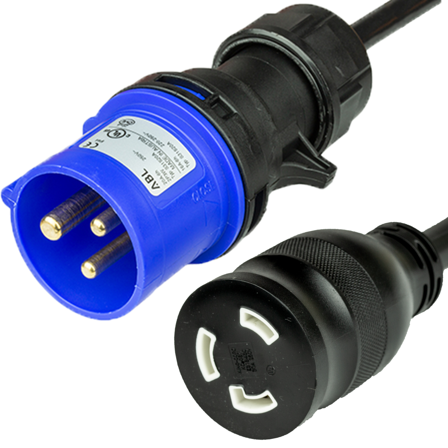 HBBL630-K-012 | 1 FT IEC309 Plug to NEMA L6-30R 10awg-3c Adapter Power Cord