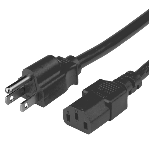 4FT Nema 5-15P to IEC 60320 C13 15A 125V 14/3 SJT Black  Power Cord