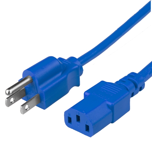1FT NEMA 5-15P to IEC60320 C13 10A 125V Power Cord - BLUE