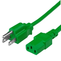 Green 10A NEMA 5-15P to IEC 60320 C13 Adapter Power Cords