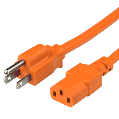 10FT Nema 5-15P to IEC 60320 C13 15A 125V - Orange