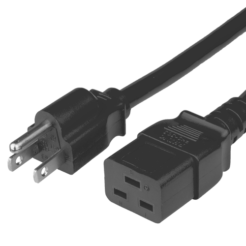 3m 10FT JAPAN JIS8303 PLUG to IEC60320 C19 15A 125V 1.25mm2 VCTF Power Cord - BLACK