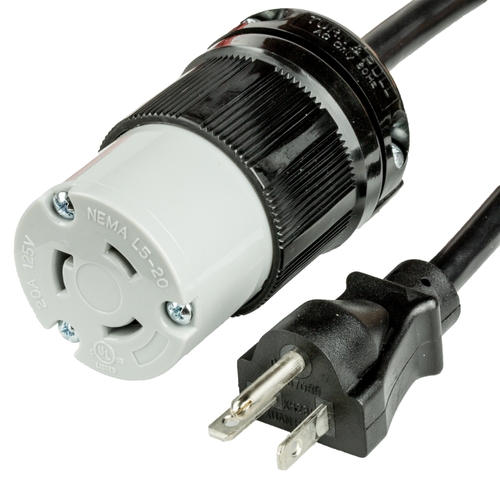 1FT NEMA 5-20P to L5-20R (Twist-Lock) 20A 125V ASSEMBLED Power Cord - BLACK