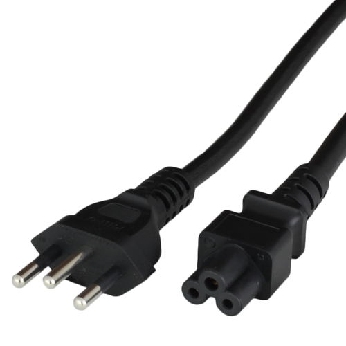 6FT Brazil NBR 14136 Plug to IEC60320 C5 2.5A 250V H03VV-F3G0.75 Power Cord - BLACK