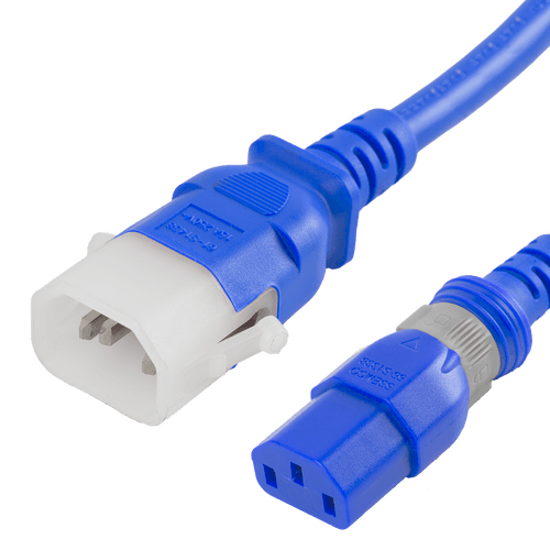 5FT Blue Dual-Lock C14 to C13, 14/3 SJT, 15A 250V, Power Cord