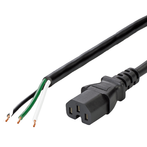 15A IEC 60320 C15 to Open Ended Power Cable, Black, 5FT, NACC
