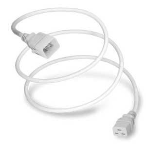 P-Lock C20 to C19, 12 AWG SJT, 20A/250V, 15FT White Power Cord