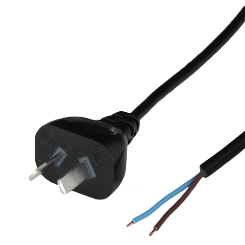 Argentina IRAM 2063 2 Pin (M) 2.5A Male Plug to Open Ended, 2" ROJ 1/4" Strip, .75mm2 HO3VV-F, 2.5A 250V 3FT Power Supply Cord