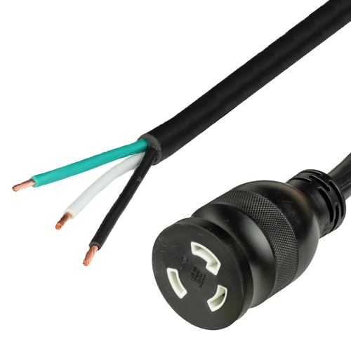 1FT Open Ended (Whips) to NEMA L6-30R, 10/3 SJTOW 30A 250V Power Supply Cord