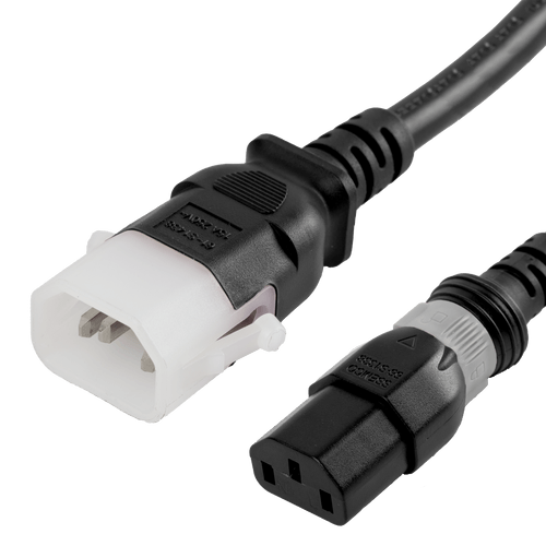 Dual-Lock C14 to C13, 14/3 SJT, 15A 250V, 4FT Black Power Cord