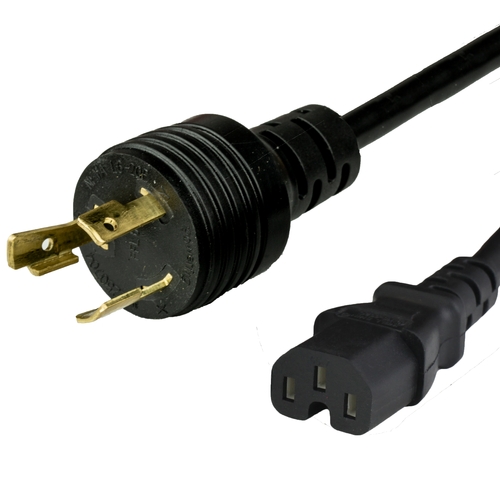 3FT NEMA L6-20P to IEC60320 C15 15A 250V 14awg Power Cord - BLACK