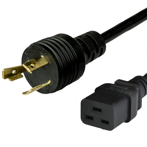 10FT L6-20P to C19 20A 250V 12awg Power Cord - BLACK