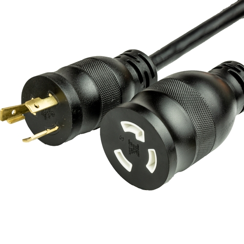 1FT NEMA L6-20P to L6-30R 12awg-3c SJT 20A 250V BLACK Adapter Cord