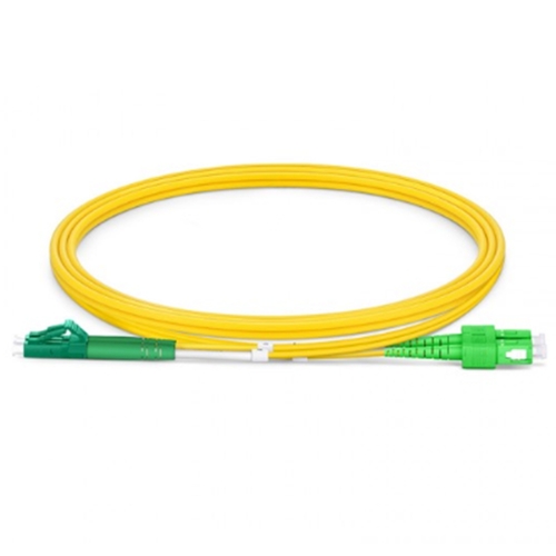 OS2 LC APC to SC APC 2.00mm Singlemode Duplex Fiber Optic Cable 1 Meter (3ft) Yellow