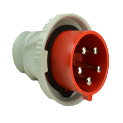 Red 560P6W IEC 309-CEE17 PLUG , WATERTIGHT 4 POLE-5 WIRE, 60A-250V, UL-CSA,63A,6h-230-400V,EUROPEAN, 50/60HZ , 3P+N+E