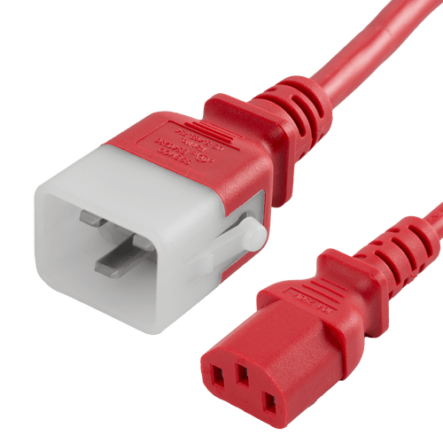 4FT P-LOCK C20 to C13 14awg SJT 105c 15A 250V RED Power Cord