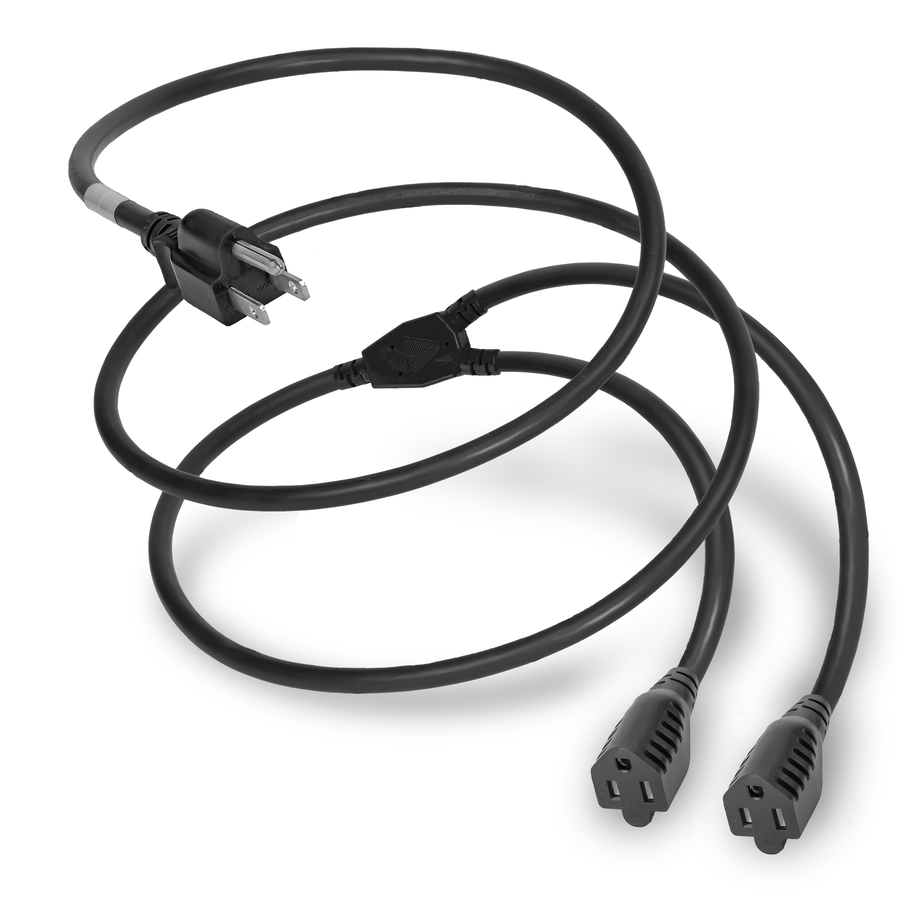 14in 5-15P to 2x 5-15R 13A 125V SPLITTER Power Cord - BLACK