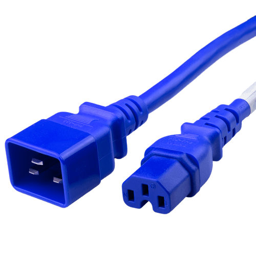 8FT C20 to C15, 14/3 SJT, 15A 250V, Blue Power Cord