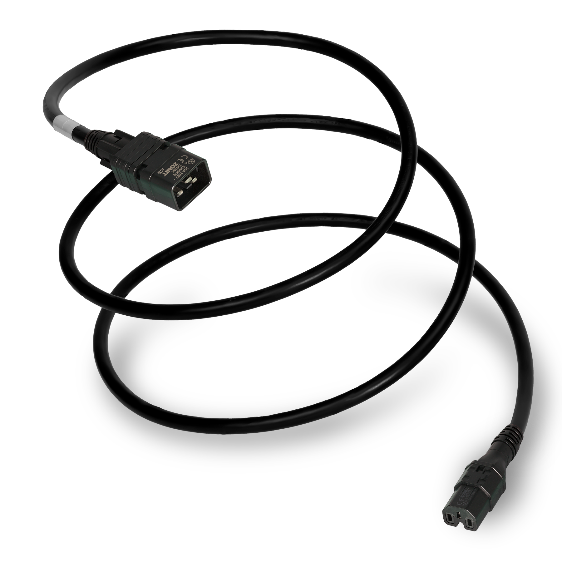 zLock+ Power Cord, Locking C20, ID Ring:White, White to Locking C19, ID Ring: White, White, 12/3, 2 meter, BLACK