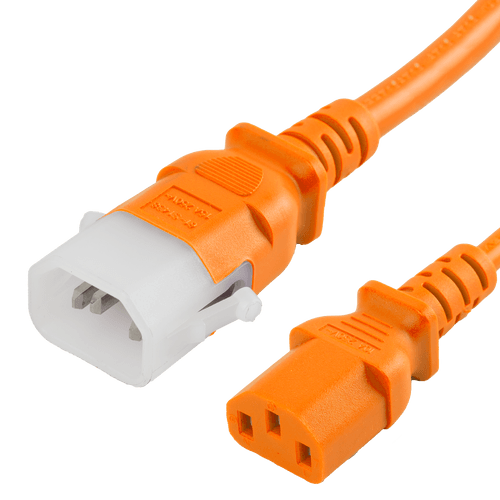 6FT P-LOCK C14 to C13 15A 250V 14awg 105c SJT ORANGE