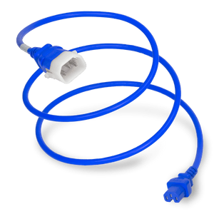 IEC320 C14 Male Plug to C15 Connector P-Lock 3.4 meters / 11 feet 15a/250v 14/3 SJT Blue - Locking Power Cord