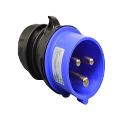 IEC 309-CEE17 PLUG W/ COMPRESSION STRAIN RELIEF,BLUE, 30A-250 VOLT UL/CSA32A 220/240V EUROPEAN , 50/60HZ , 2P+E