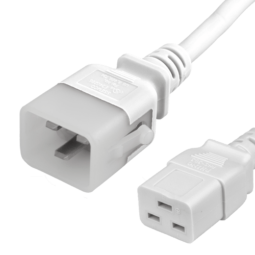 6FT C19 C20 P-Lock 20A 250V WHITE Power Cord